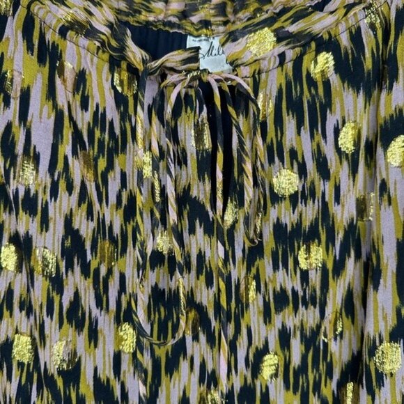 Milly of New York Printed Golden Polkadot Long Sleeve Blouse - Picture 4 of 10